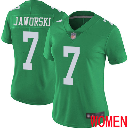Women Philadelphia Eagles 7 Ron Jaworski Limited Green Rush Vapor Untouchable NFL Jersey Football